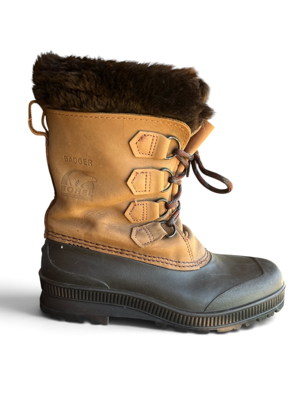 Sorel Badger Insulated Brown Leather Snow Boots Women's Sz 9 Waterproof Duck